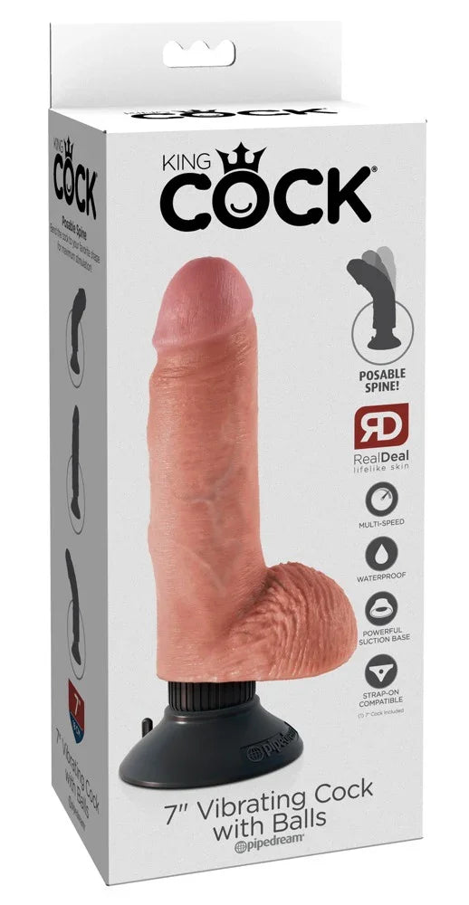 7" Vibrating Cock with Balls - Happytoys Sexshop: Toys for Feeling Happy & Easy 😊 - Discreet geleverd
