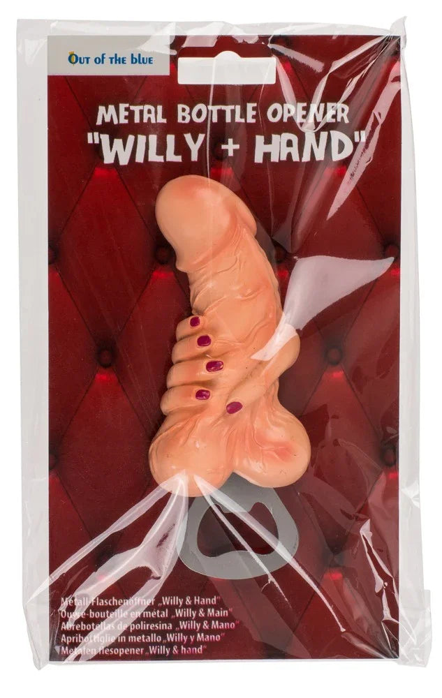 Metal Bottle Opener Willy + Hand - Happytoys Sexshop: Toys for Feeling Happy & Easy 😊 - Discreet geleverd