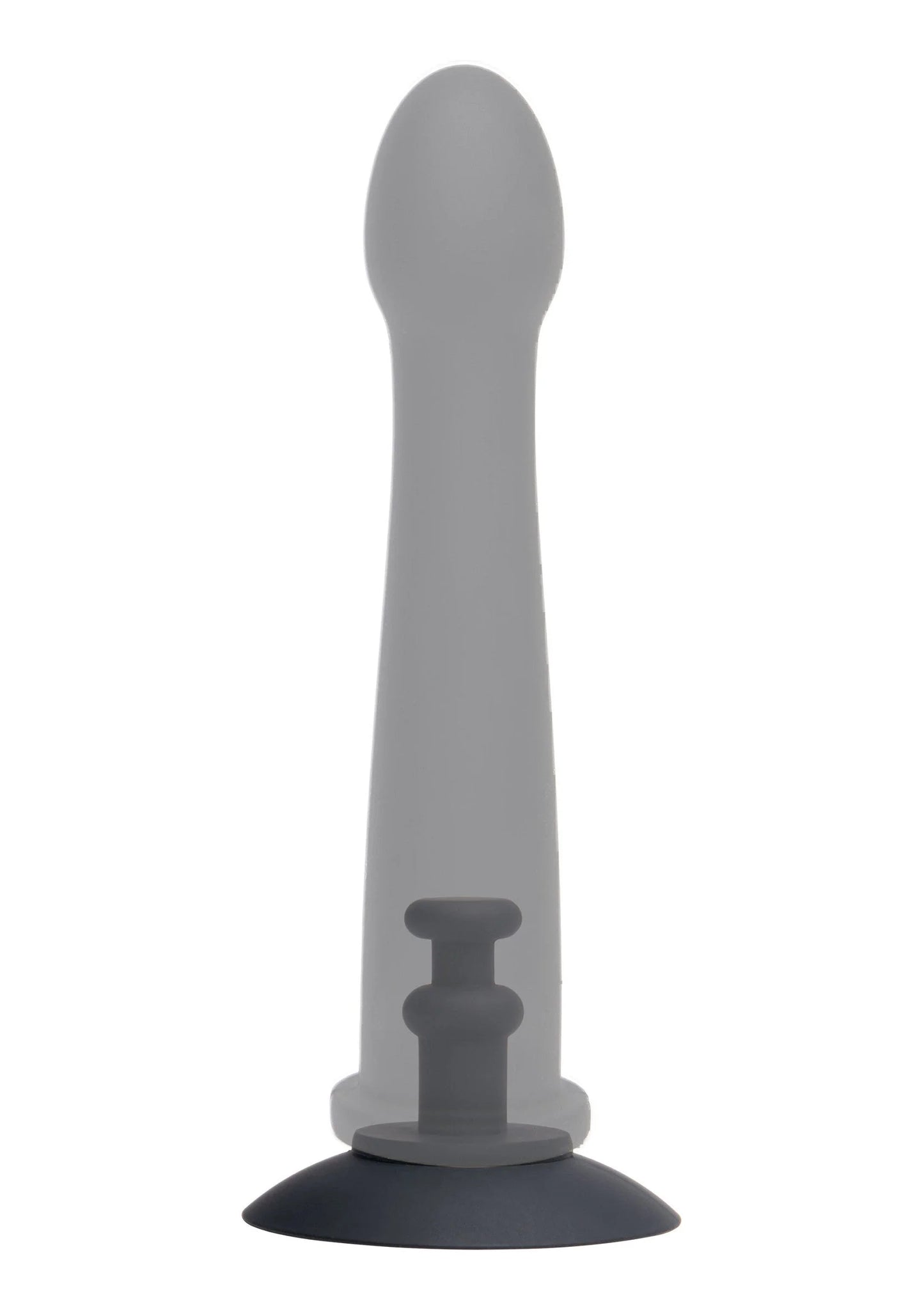 Zuignap-vibrator met slanke grijze behuizing en ronde zuignapvoet