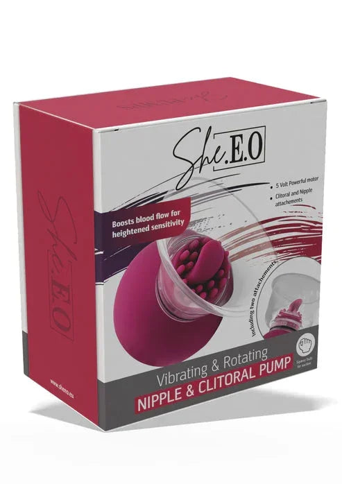 Vibrating & Rotating Nipple & Clitoral Pump @ She.E.O. - Happytoys Sexshop: online sex shop for Feeling Happy & Easy 😊 - Discreet geleverd
