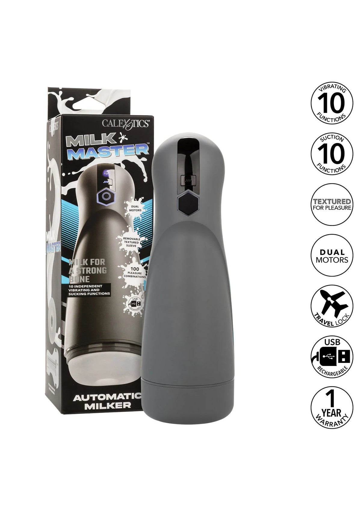Bestel: Milk Master Automatic Milker by CalExotics - bij Happytoys.nl, happytoys.be, Happytoys.ae: erotische sex webshop | liever Happy dan Easy ⭐⭐⭐⭐⭐