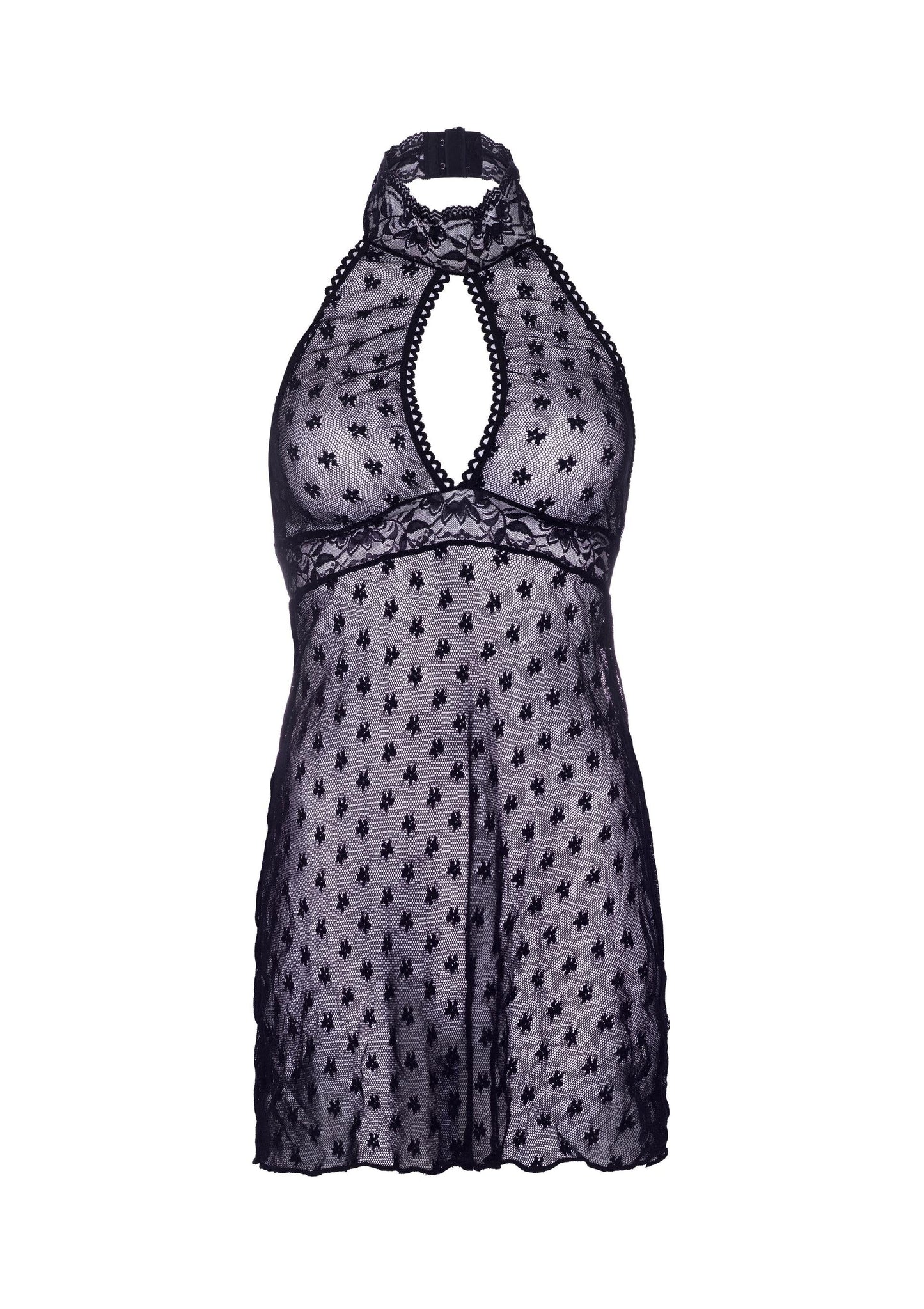 Lace Trimmed Halter Babydoll