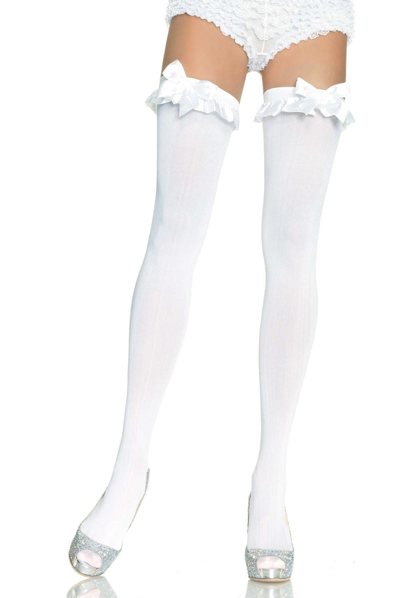 Opaque Thigh Highs With Bow Leg Avenue