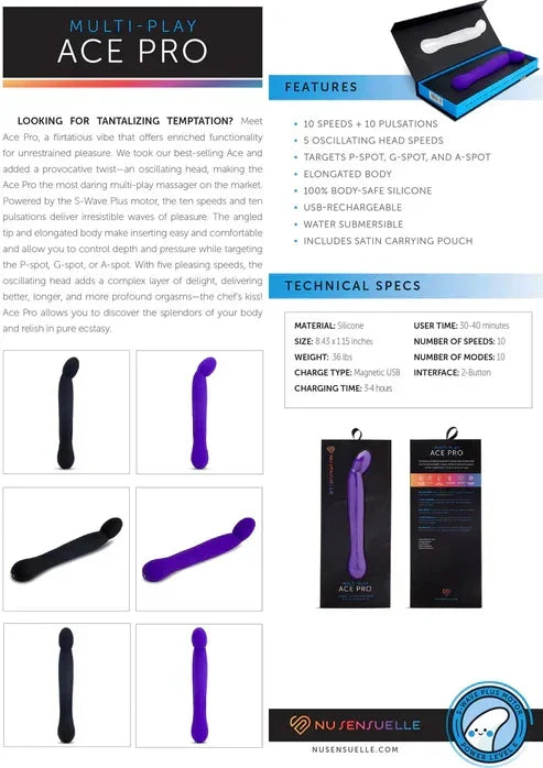 Ace Pro Prostate + G-Spot Vibrator by NuSensuelle