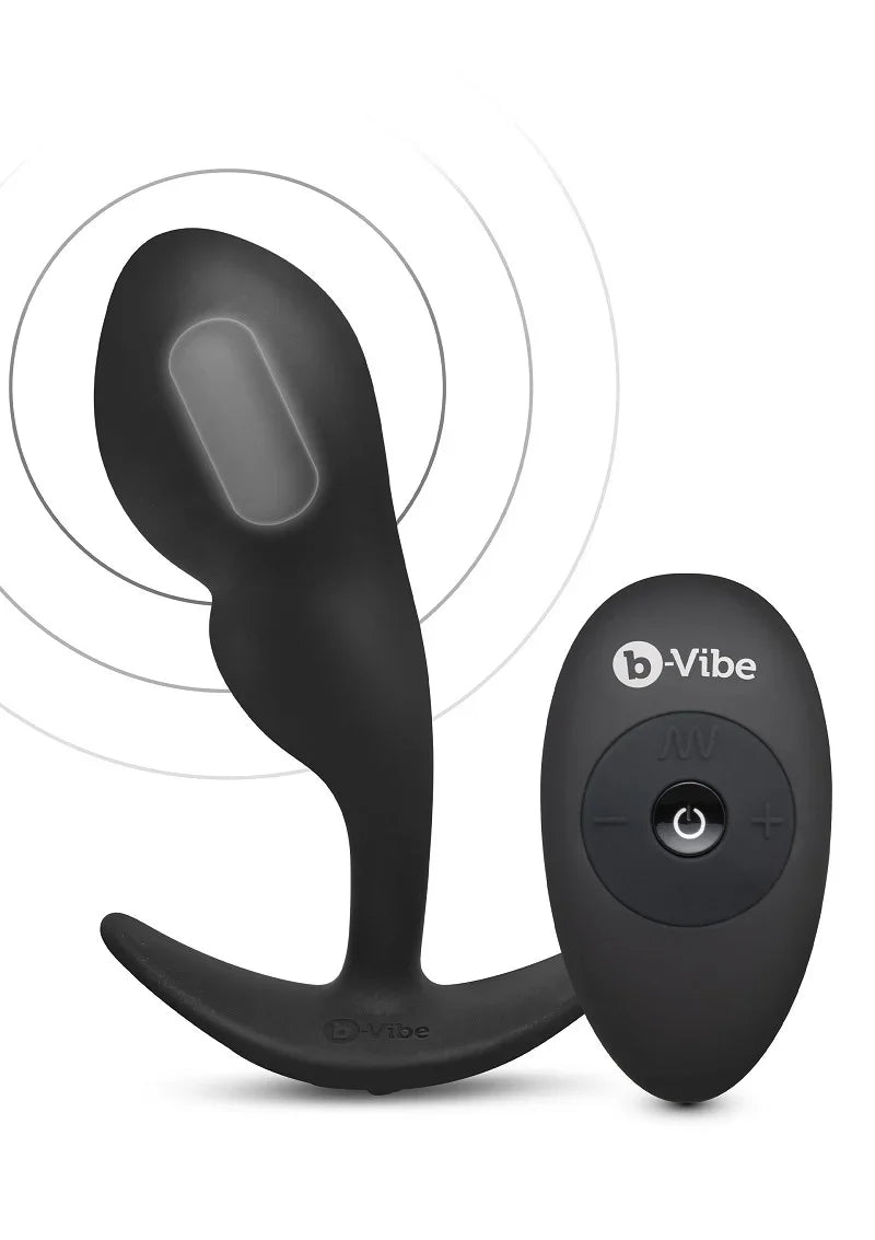 Remote Control P-Spot Snug Plug 145g by B-Vibe - Happytoys Sexshop: Toys for Feeling Happy & Easy 😊 - Discreet geleverd