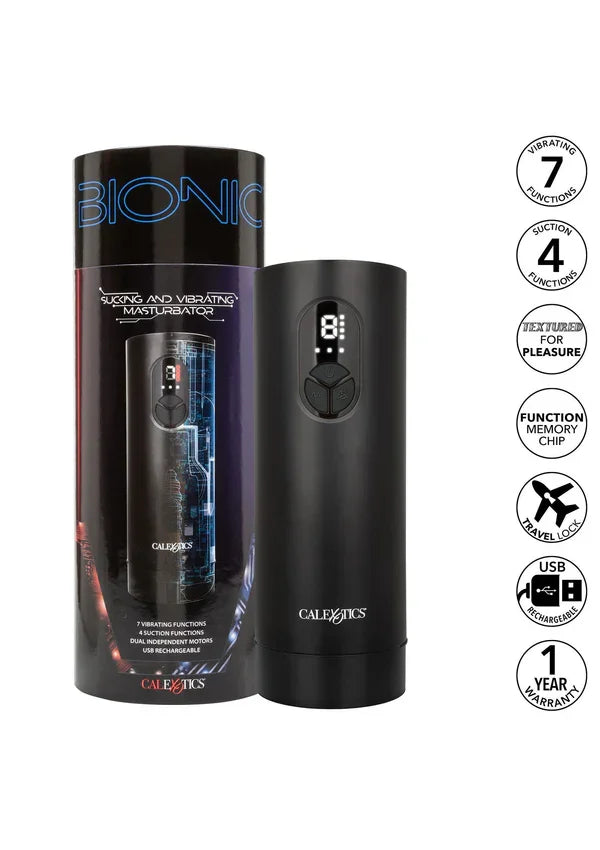 Bionic Sucking and Vibrating Masturbator by CalExotics - Happytoys Sexshop: Toys for Feeling Happy & Easy 😊 - Discreet geleverd