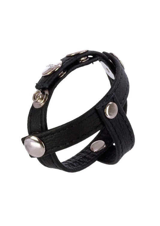 COLT Leather C/B Strap H-Piece Divider Cockring by CalExotics - Happytoys Sexshop: Toys for Feeling Happy & Easy 😊 - Discreet geleverd