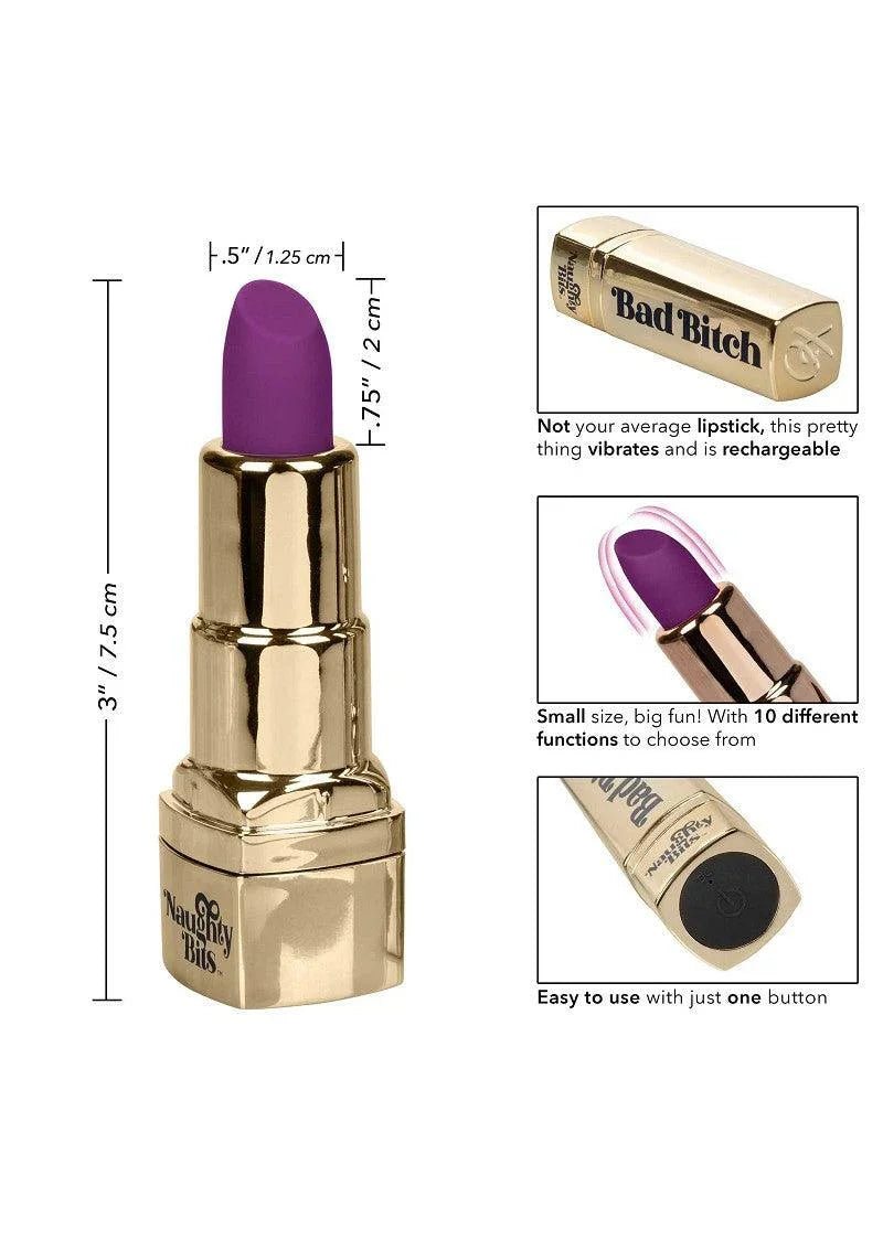 ♀ CalExotics Naughty Bits Bad Bitch Lipstick Vibrator - Happytoys Sexshop: Toys for Feeling Happy & Easy 😊 - Discreet geleverd