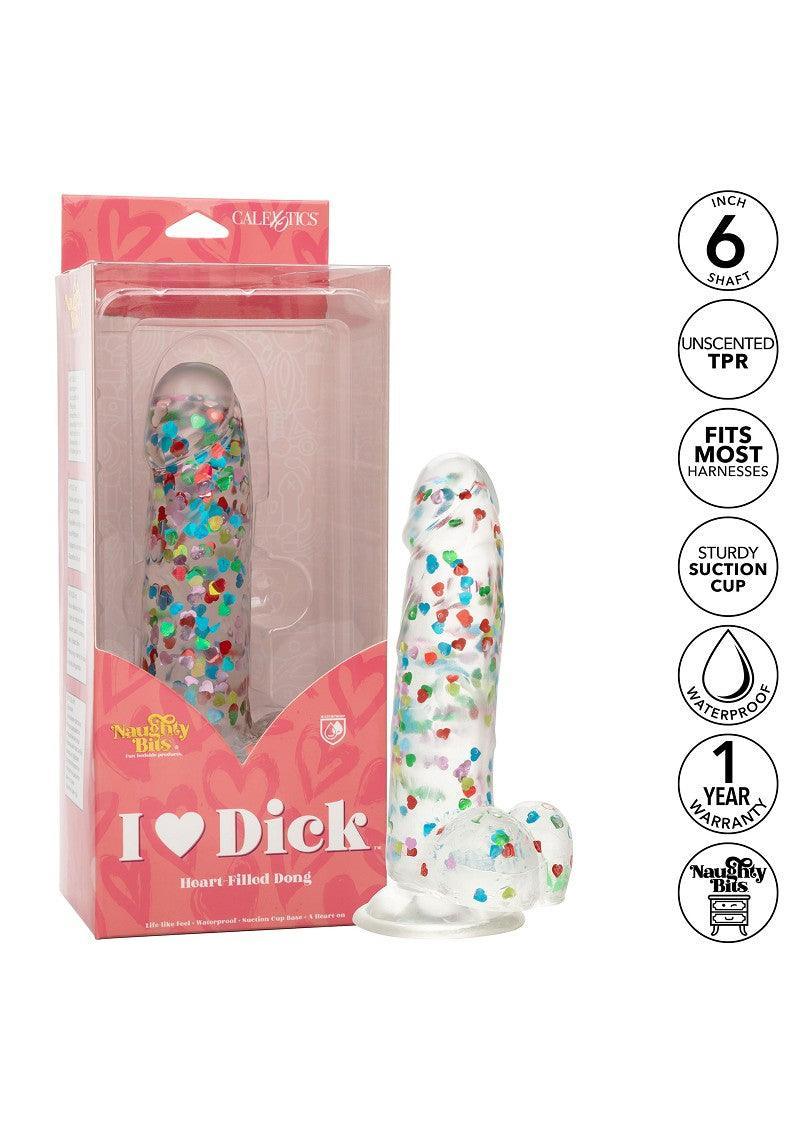 ♂ ♀ CalExotics Naughty Bits I Love Dick Heart-filled Dong - Happytoys Sexshop: Toys for Feeling Happy & Easy 😊 - Discreet geleverd