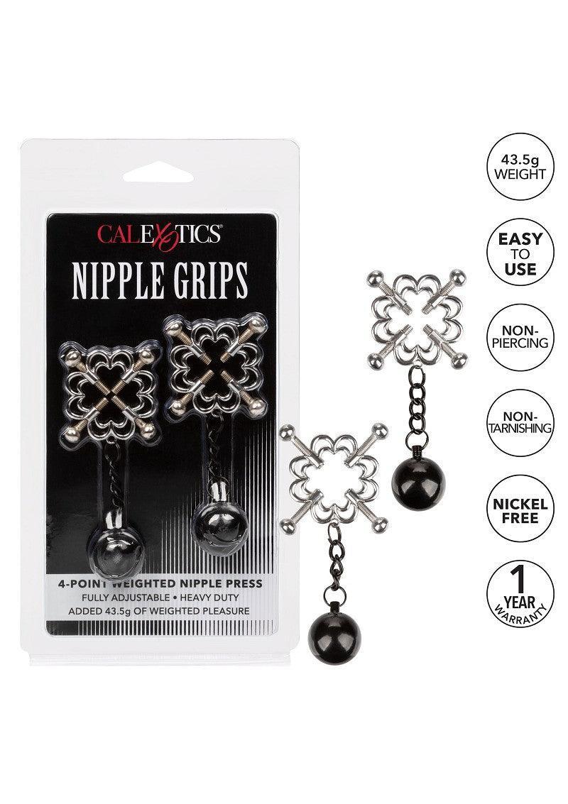 ♀ CalExotics Nipple Grips 4-punts verzwaarde tepel pers / klem - Happytoys Sexshop: Toys for Feeling Happy & Easy 😊 - Discreet geleverd