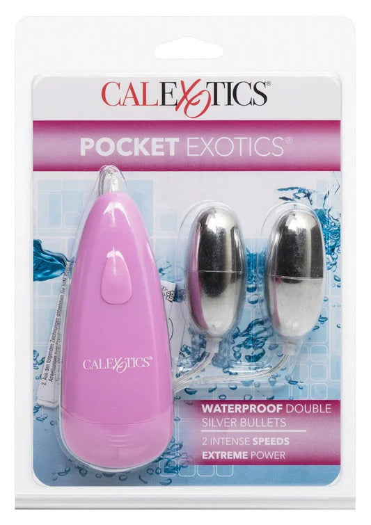 Pocket Exotics Waterproof Double Silver Bullets by CalExotics - Happytoys Sexshop: Toys for Feeling Happy & Easy π - Discreet geleverd