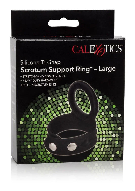 CalExotics Silicone Tri-Snap Scrotum Support Ring - Large - Happytoys Sexshop: Toys for Feeling Happy & Easy π - Discreet geleverd