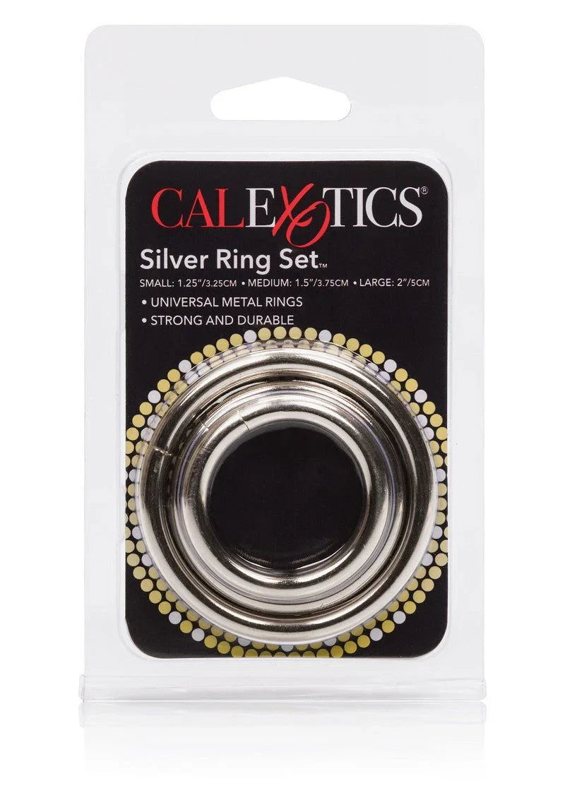 Silver Ring - 3 Piece Set by CalExotics - Happytoys Sexshop: Toys for Feeling Happy & Easy 😊 - Discreet geleverd