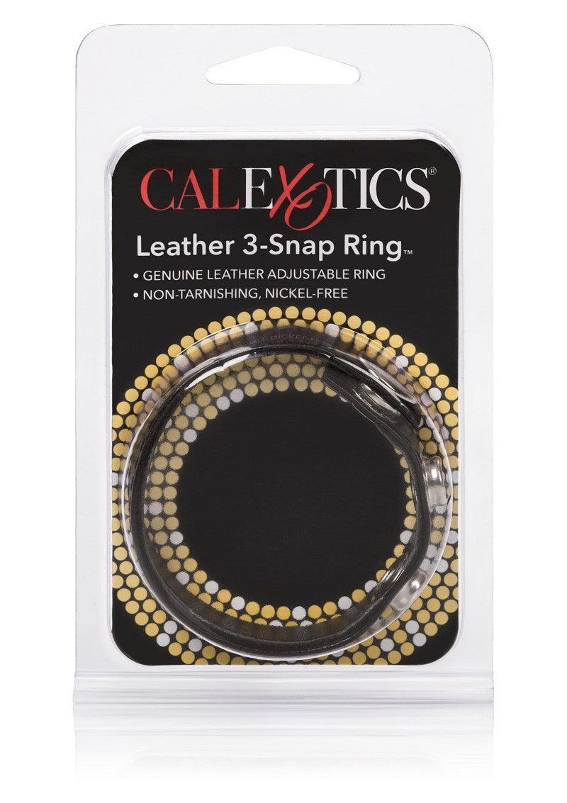 Leather 3-Snap CockRing by CalExotics - Happytoys Sexshop: Toys for Feeling Happy & Easy π - Discreet geleverd