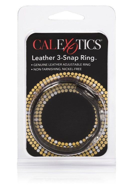 Leather 3-Snap CockRing by CalExotics - Happytoys Sexshop: Toys for Feeling Happy & Easy π - Discreet geleverd