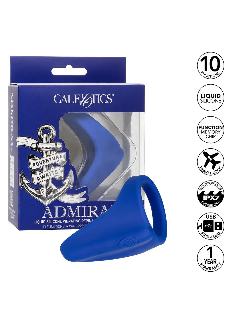 ♂ CalExotics Admiral Liquid Silicone Vibrating Perineum Massager & Ring - Happytoys Sexshop: Toys for Feeling Happy & Easy 😊 - Discreet geleverd