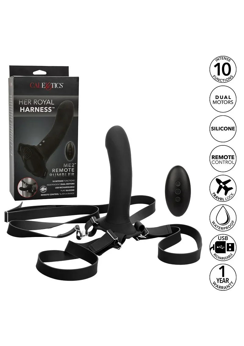 Her Royal Harness Me2 Remote Rumbler Pegging Strap-On CalExotics - Happytoys Sexshop: online sex shop for Feeling Happy & Easy 😊 - Discreet geleverd