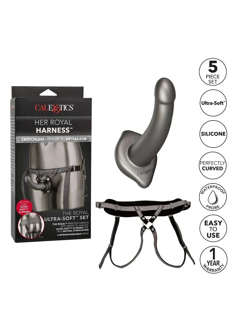 ♂ ♀ CalExotics Her Royal Harness The Royal Ultra-Soft Pegging strap on Set - Happytoys Sexshop: Toys for Feeling Happy & Easy 😊 - Discreet geleverd