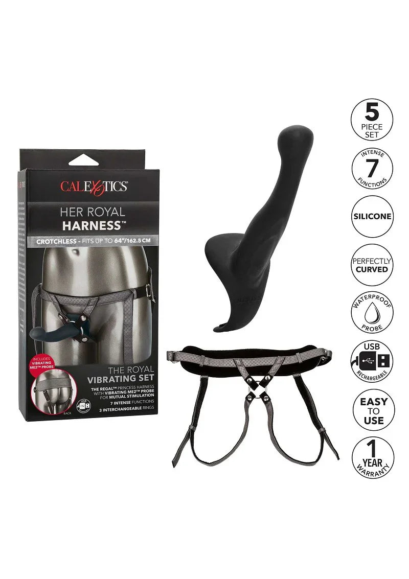 Her Royal Harness The Royal Vibrating Pegging Strap On set by CalExotics - Happytoys Sexshop: Toys for Feeling Happy & Easy π - Discreet geleverd