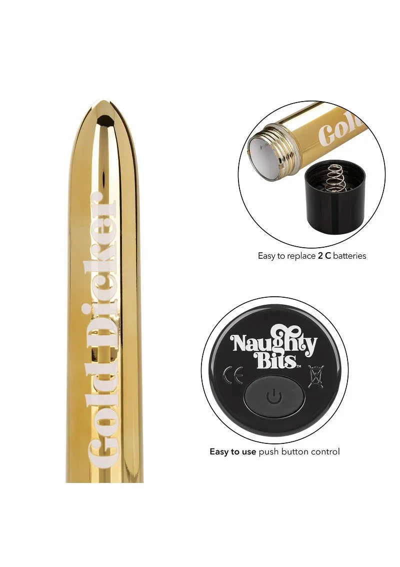 ♀ CalExotics Naughty Bits Gold Dicker Persoonlijke vibrator - Happytoys Sexshop: Toys for Feeling Happy & Easy 😊 - Discreet geleverd