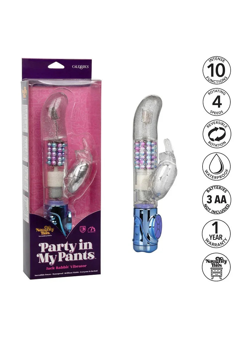 ♀ CalExotics Naughty Bits Party in my Pants Jack Rabbit Vibrator - Happytoys Sexshop: Toys for Feeling Happy & Easy 😊 - Discreet geleverd