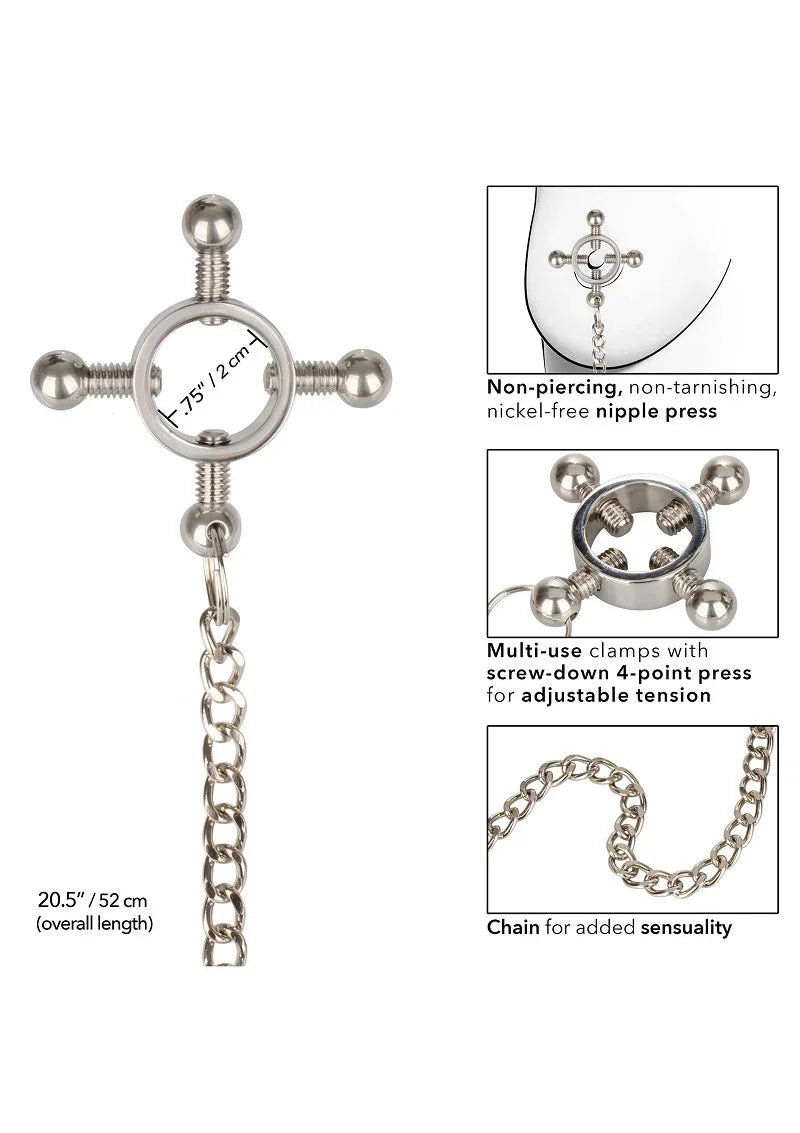 ♀ ♂ CalExotics tepelklemmen 4-punts tepelpers met ketting - Happytoys Sexshop: Toys for Feeling Happy & Easy 😊 - Discreet geleverd