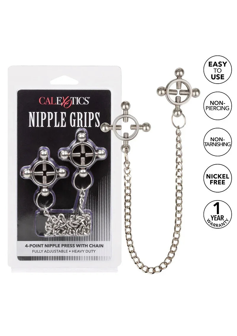 ♀ ♂ CalExotics tepelklemmen 4-punts tepelpers met ketting - Happytoys Sexshop: Toys for Feeling Happy & Easy 😊 - Discreet geleverd