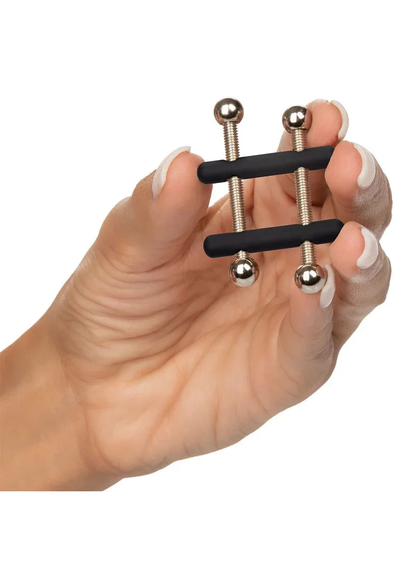 ♀ CalExotics Nipple Grips Power Grip Crossbar Nipple Vices - Happytoys Sexshop: Toys for Feeling Happy & Easy 😊 - Discreet geleverd