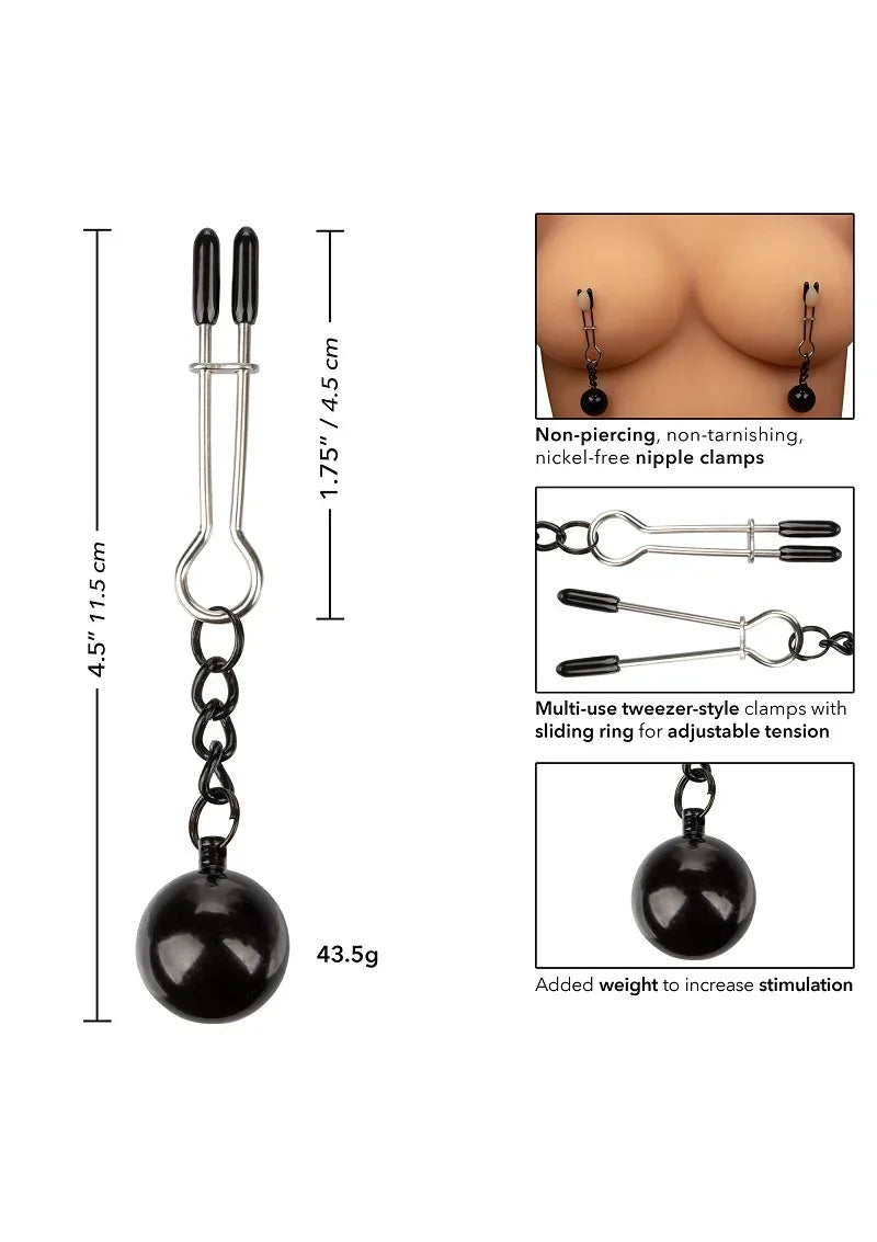 ♀ CalExotics Nipple Grips Verzwaarde pincet tepelklemmen - Happytoys Sexshop: Toys for Feeling Happy & Easy 😊 - Discreet geleverd