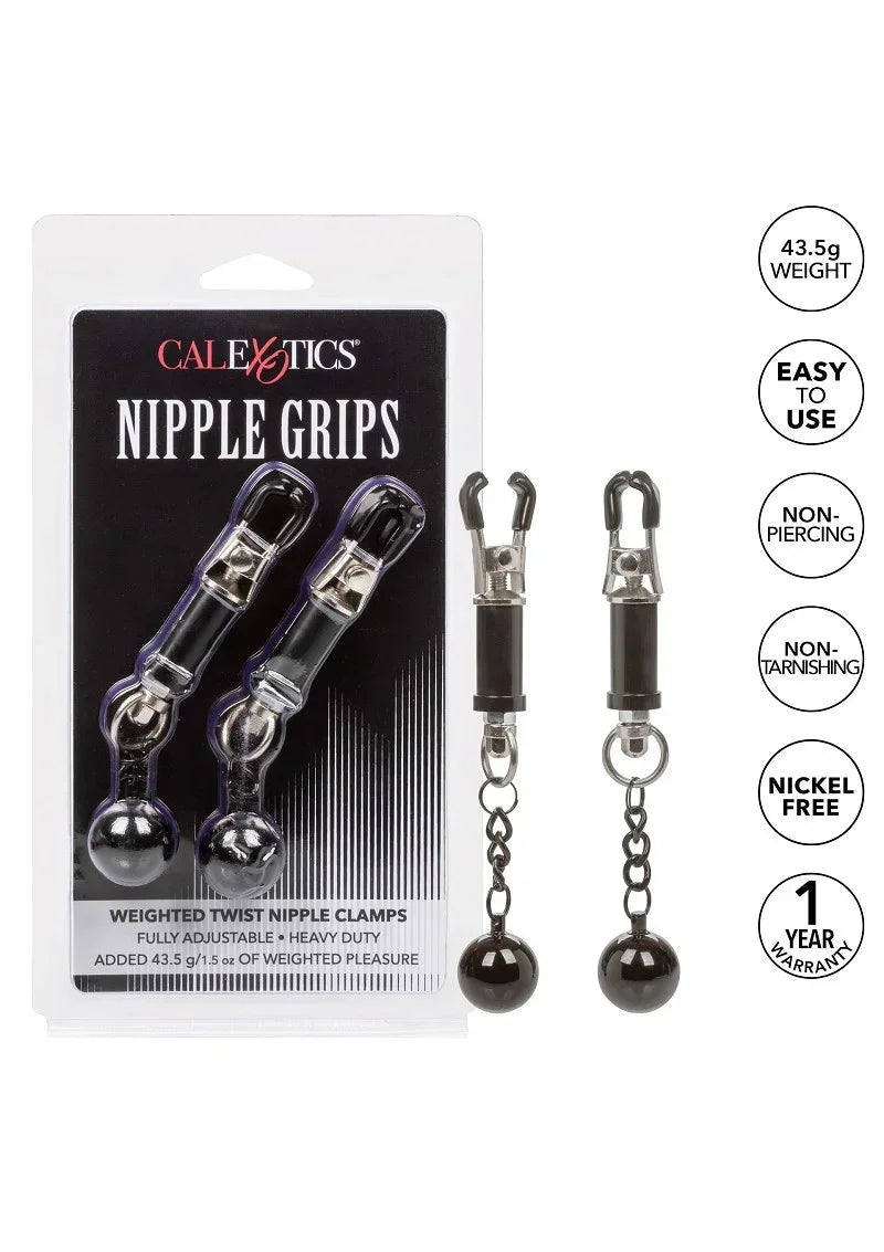 CalExoticsNippleGripsWeightedTwistNippleClamps5 @ Happytoys Sexshop: online sex shop for Feeling Happy & Easy 😊 the erotic store owned by a woman