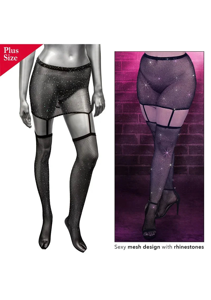 Radiance Plus Size One Piece Kousenbandrok met dijhoge kousen by CalExotics - Happytoys Sexshop: Toys for Feeling Happy & Easy π - Discreet geleverd