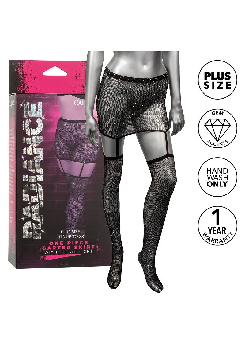 Radiance Plus Size One Piece Kousenbandrok met dijhoge kousen by CalExotics - Happytoys Sexshop: Toys for Feeling Happy & Easy π - Discreet geleverd
