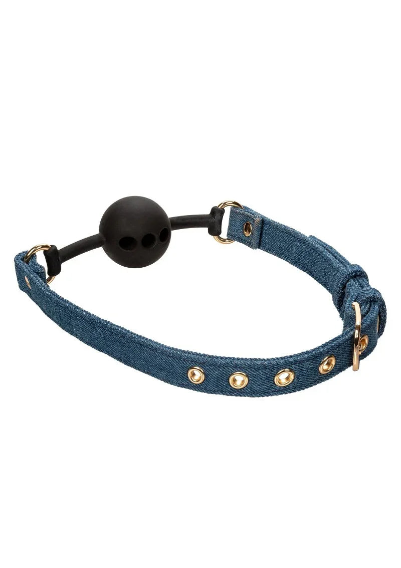 Ride 'em Premium Denim Collection Ball Gag by CalExotics - Happytoys Sexshop: Toys for Feeling Happy & Easy 😊 - Discreet geleverd