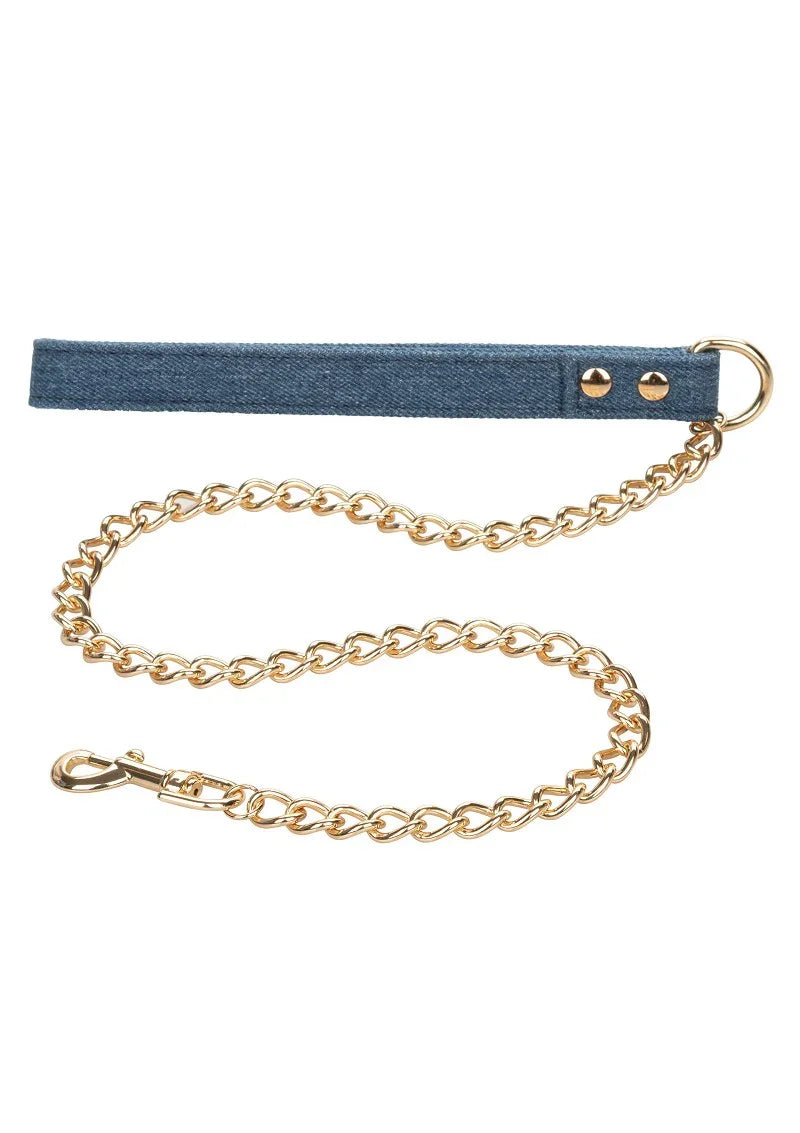 Ride 'em Premium Denim Collection Collar with Leash by CalExotics - Happytoys Sexshop: Toys for Feeling Happy & Easy 😊 - Discreet geleverd