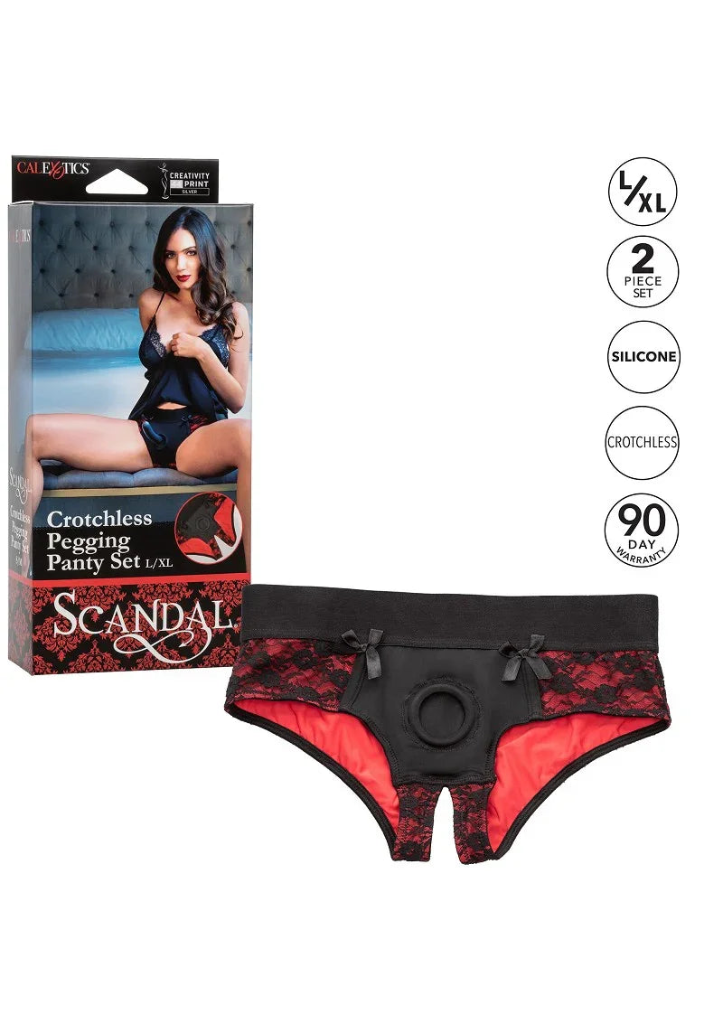 ♀ CalExotics Scandal Crotchless Pegging Panty Set L/XL - Happytoys Sexshop: Toys for Feeling Happy & Easy 😊 - Discreet geleverd