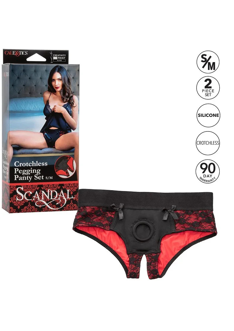 ♀ CalExotics Scandal Crotchless Pegging Panty Set S/M - Happytoys Sexshop: Toys for Feeling Happy & Easy 😊 - Discreet geleverd