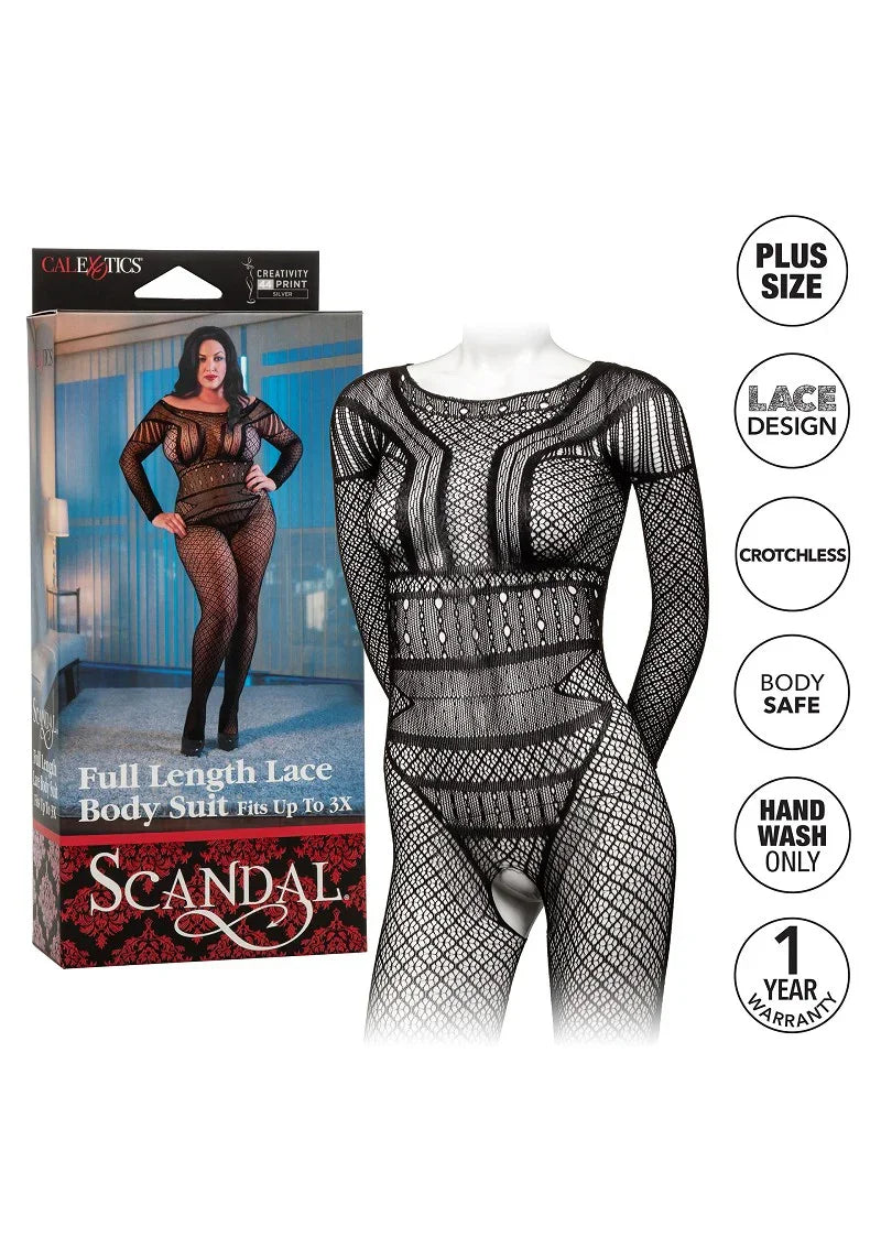 ♀ CalExotics Scandal Plus Size Full Length Lace Body Suit - Happytoys Sexshop: Toys for Feeling Happy & Easy 😊 - Discreet geleverd