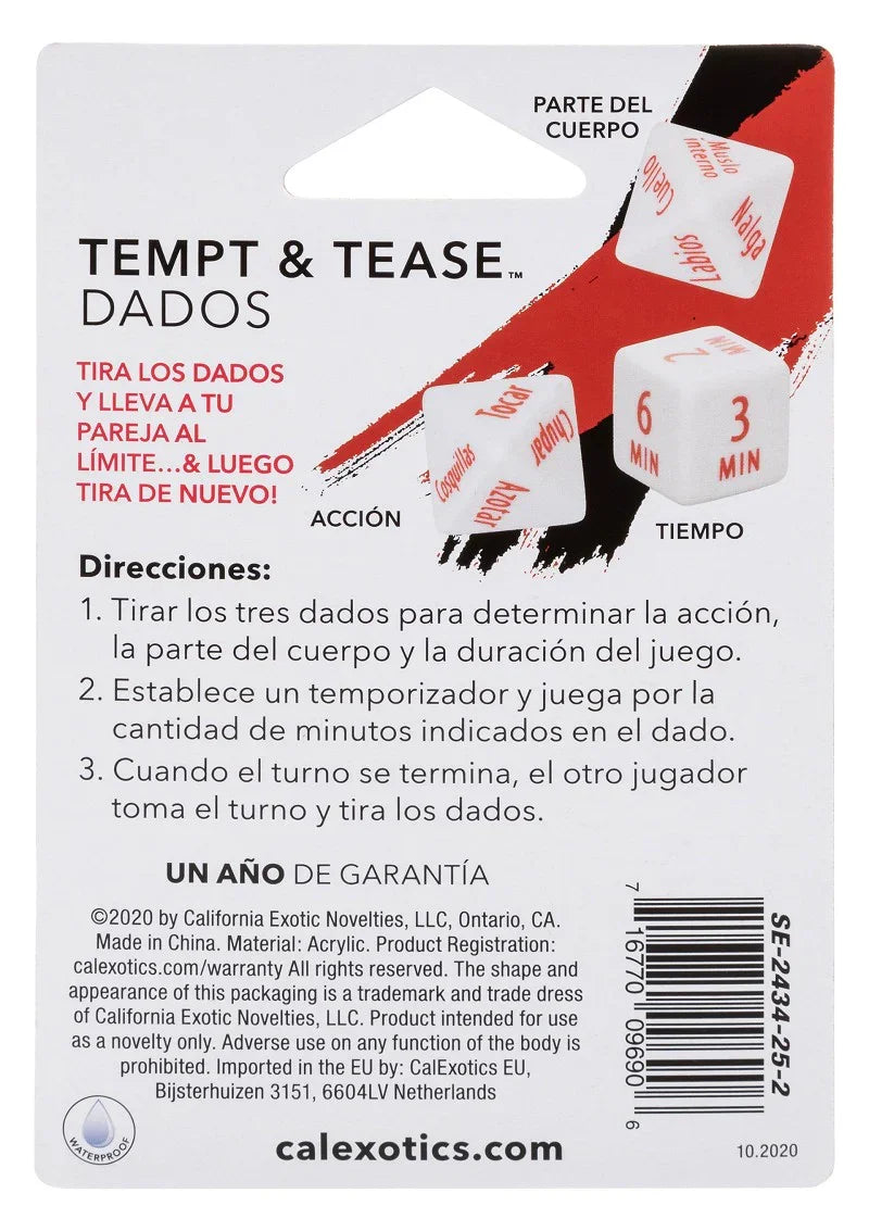 β β CalExotics Tempt & Tease Dados dice (ESP) - Happytoys Sexshop: Toys for Feeling Happy & Easy π - Discreet geleverd