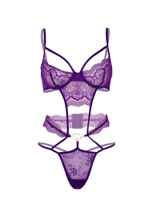Heart Lace Teddy with Jewel by Daring Intimates - Happytoys Sexshop: Toys for Feeling Happy & Easy 😊 - Discreet geleverd