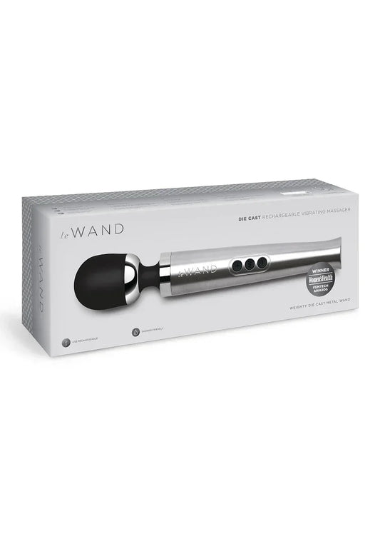 LeWandDieCastRechargeableVibratingMassager_silver_2 @ Happytoys Sexshop: online sex shop for Feeling Happy & Easy 😊 the erotic store owned by a woman