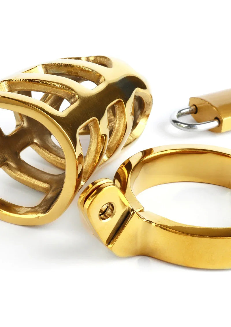 ♂ Mr. Steel Brutal Chastity Cage Gold - Happytoys Sexshop: Toys for Feeling Happy & Easy 😊 - Discreet geleverd