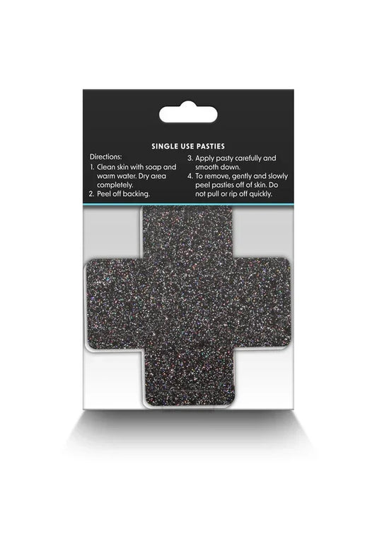 Pasties Glitter Cross 2 Pair black by NS Novelties - Happytoys Sexshop: Toys for Feeling Happy & Easy π - Discreet geleverd