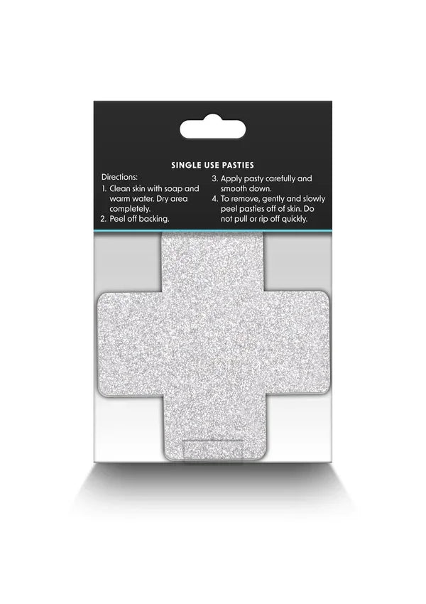 Pasties Glitter Cross 2 Pair black by NS Novelties - Happytoys Sexshop: Toys for Feeling Happy & Easy 😊 - Discreet geleverd