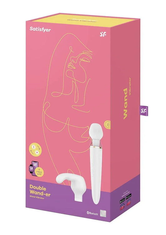 Satisfyer Double Wand-er Bluetooth + App Vibrator - Happytoys Sexshop: Toys for Feeling Happy & Easy 😊 - Discreet geleverd