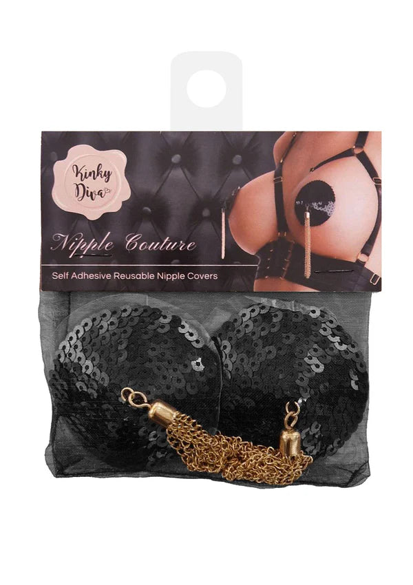 Sequin Nipple Covers w Chain by Kinky Diva