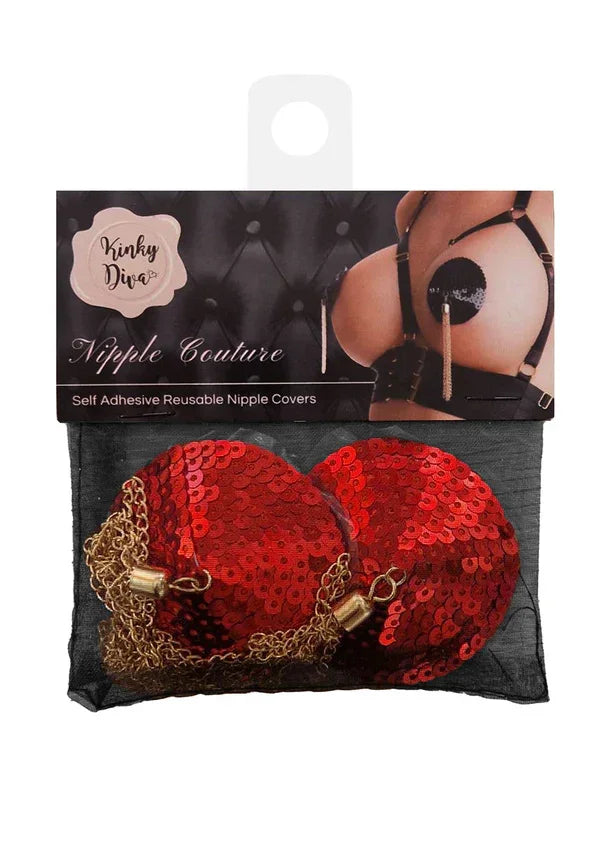 Sequin Nipple Covers w Chain by Kinky Diva - Happytoys Sexshop: Toys for Feeling Happy & Easy π - Discreet geleverd