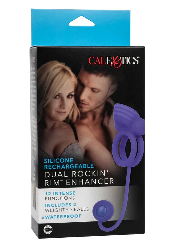 Silicone Rechargeable Dual Rockin' Rim Enhancer by CalExotics - Happytoys Sexshop: Toys for Feeling Happy & Easy 😊 - Discreet geleverd