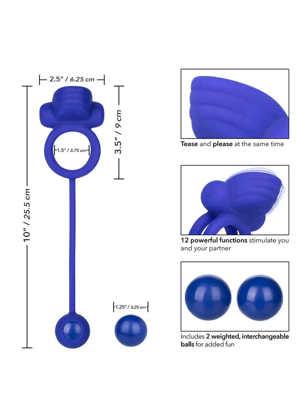 Silicone Rechargeable Dual Rockin' Rim Enhancer by CalExotics - Happytoys Sexshop: Toys for Feeling Happy & Easy 😊 - Discreet geleverd