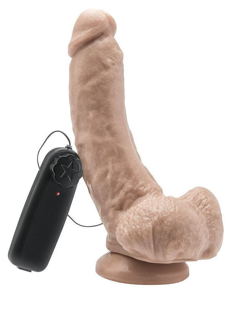 ToyJoy Get Real Dildo 8' with Balls Vibrator @ Happytoys Sexshop: Toys for Feeling Happy & Easy 😊