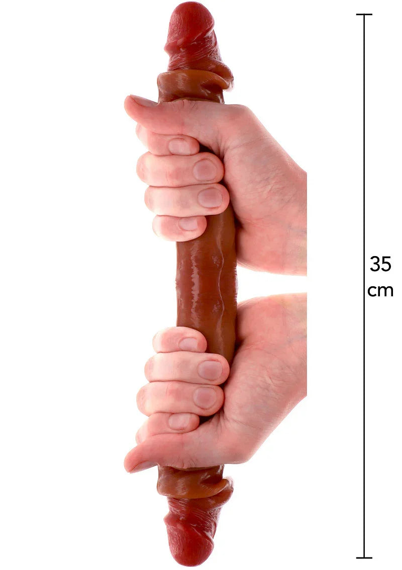 Get Real Silicone Foreskin Double Dong 35 cm by ToyJoy - Happytoys Sexshop: Toys for Feeling Happy & Easy 😊 - Discreet geleverd